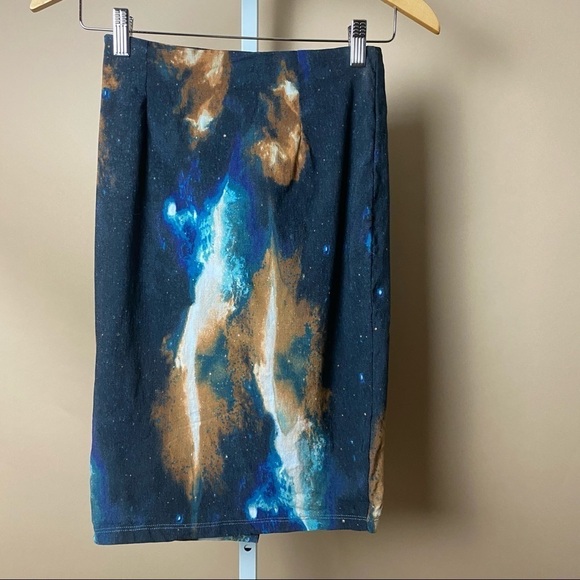 ModCloth Small MOON Galaxy Space Pencil Skirt Astrology Boho Astrology Science - Picture 2 of 7